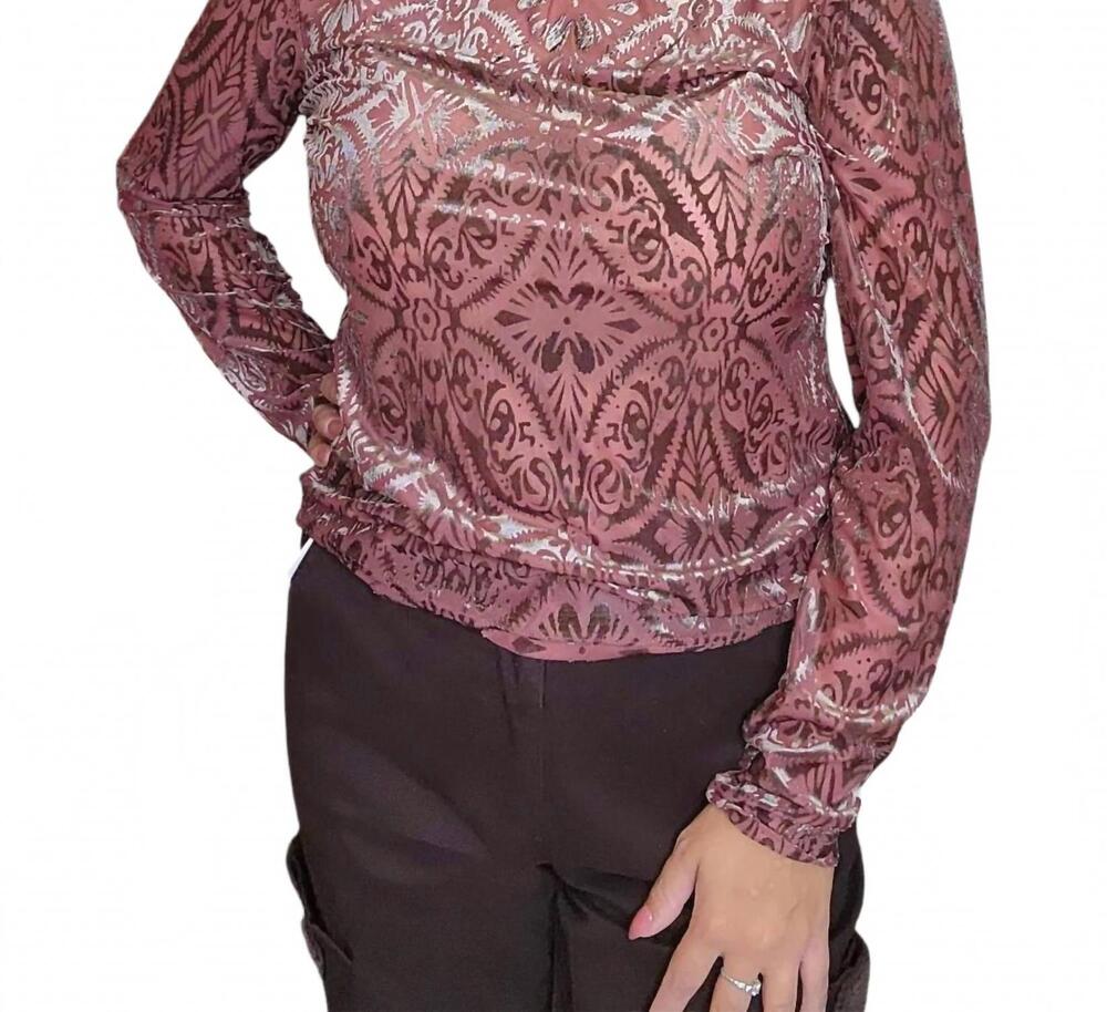 NEW PAPILLON burnout texture top in rose
